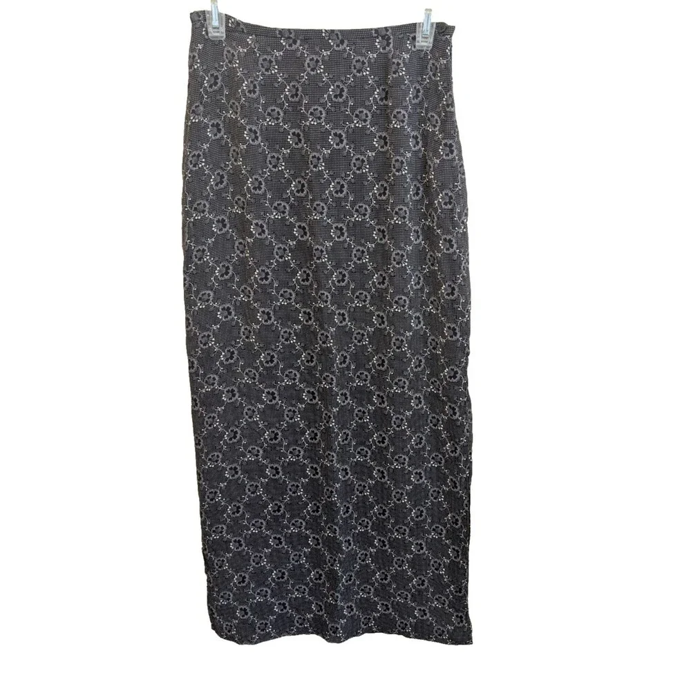 Esprit De Corp Maxi Skirt Flower Side Slit Lined Size 7/8